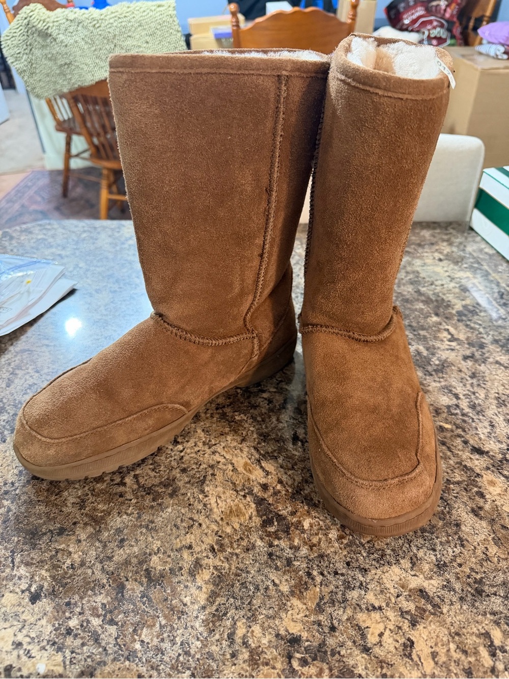 BearPaw Women's Chestnut Suede Mid-Calf Fleece-Lined Boots